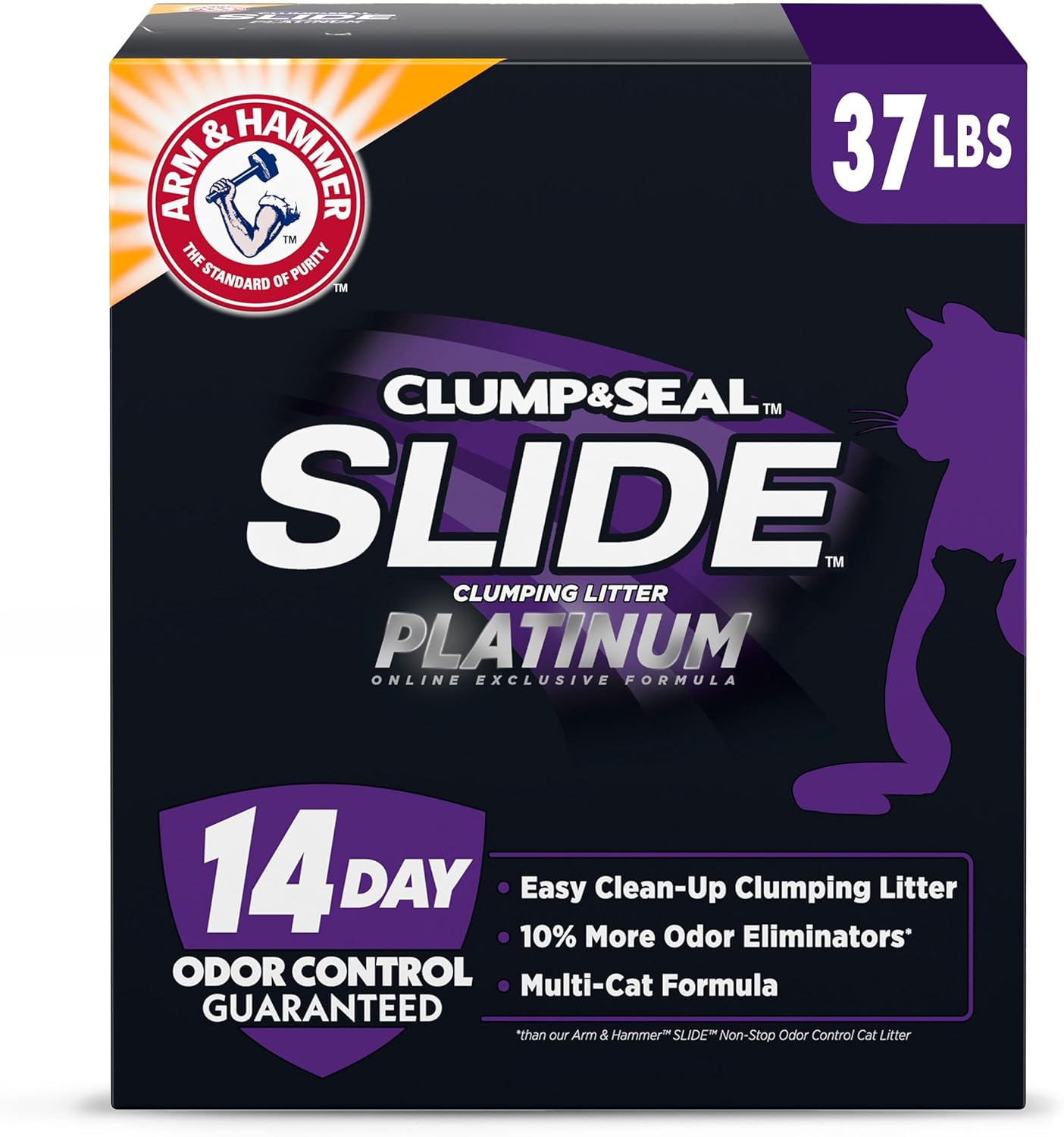 Arm & Hammer Platinum SLIDE Clumping Litter - Easy Clean for Multi-Cat Homes!