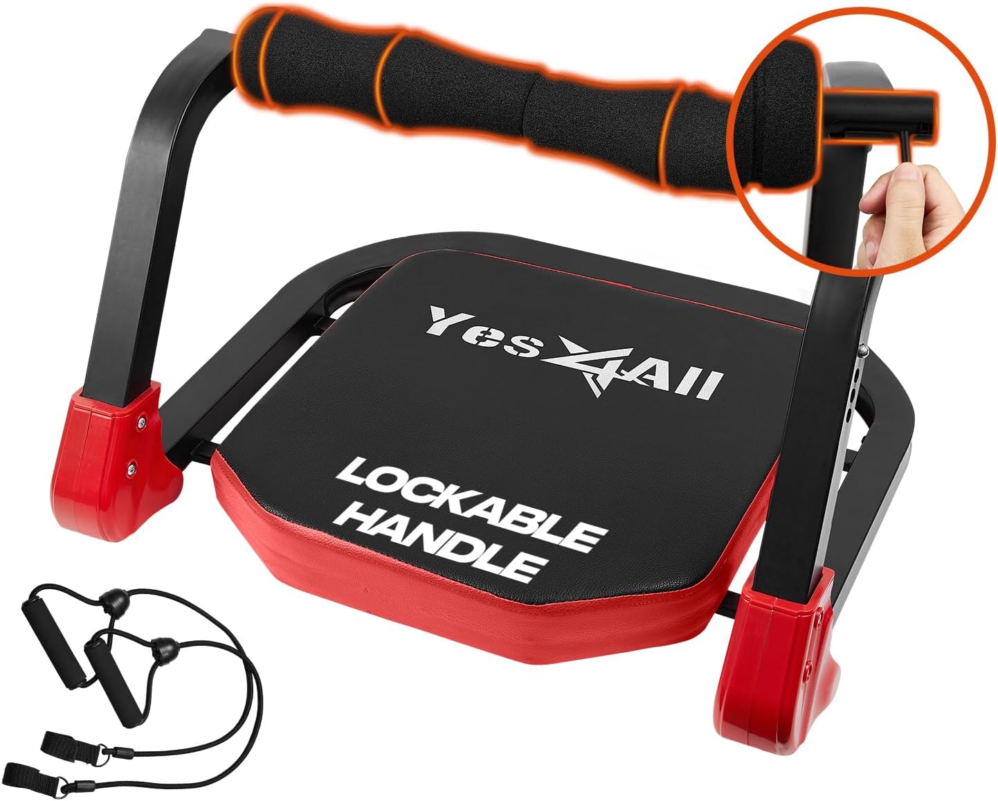 Yes4All Ab Cruncher: Lockable Situp Machine w/ Resistance Bands