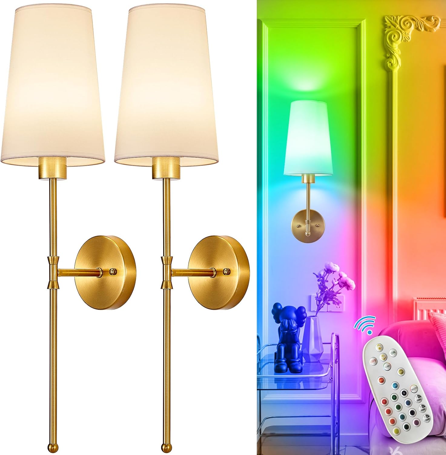 Depuley Battery Operated Wall Sconce Set of 2 for Modern Decor