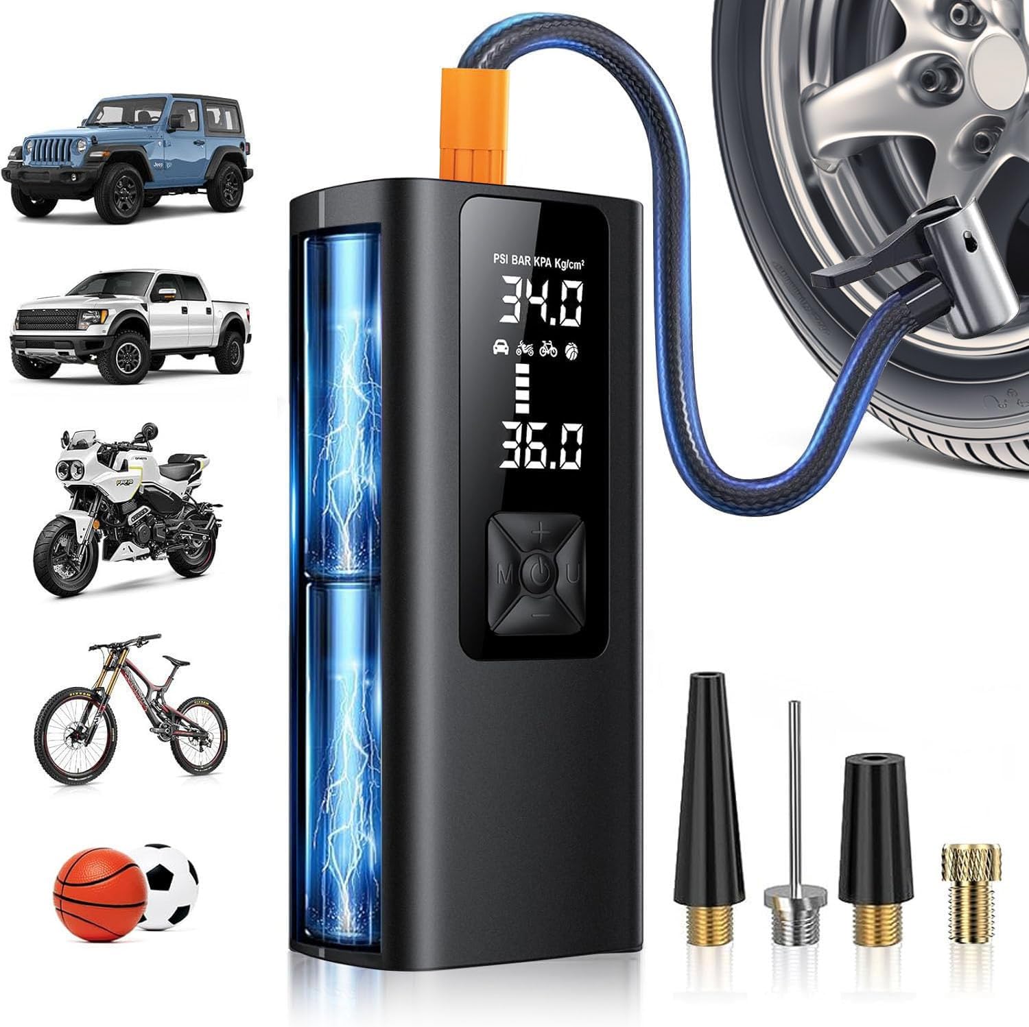 Fast & Cordless Tire Inflator - Power on the Go!
