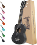 Trendy Soprano Ukulele for Beginners - 21 Inch Black Wood