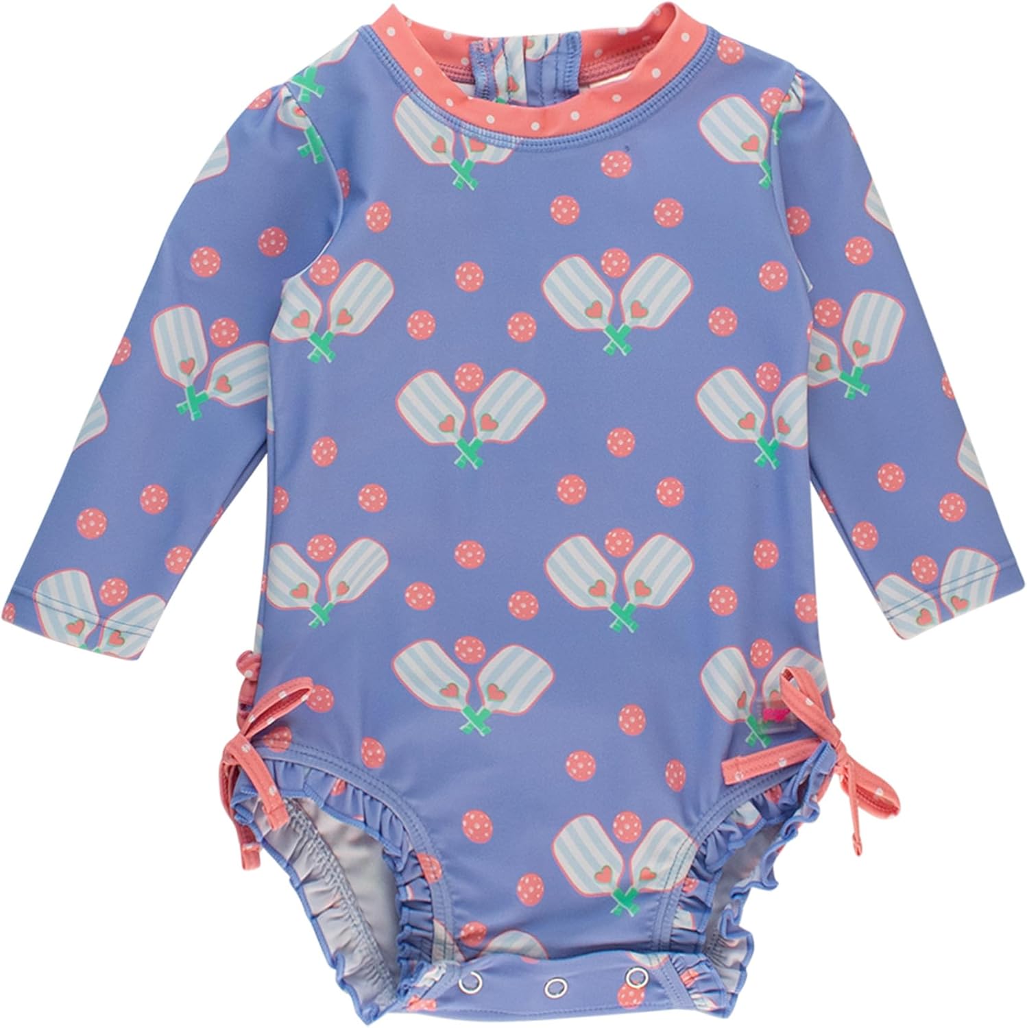 RuffleButts Baby Girls Floral Long Sleeve Rash Guard Swimsuit