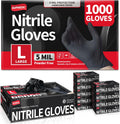 Disposable Nitrile Exam Gloves 5Mil Black Blue - Bulk 1000pcs