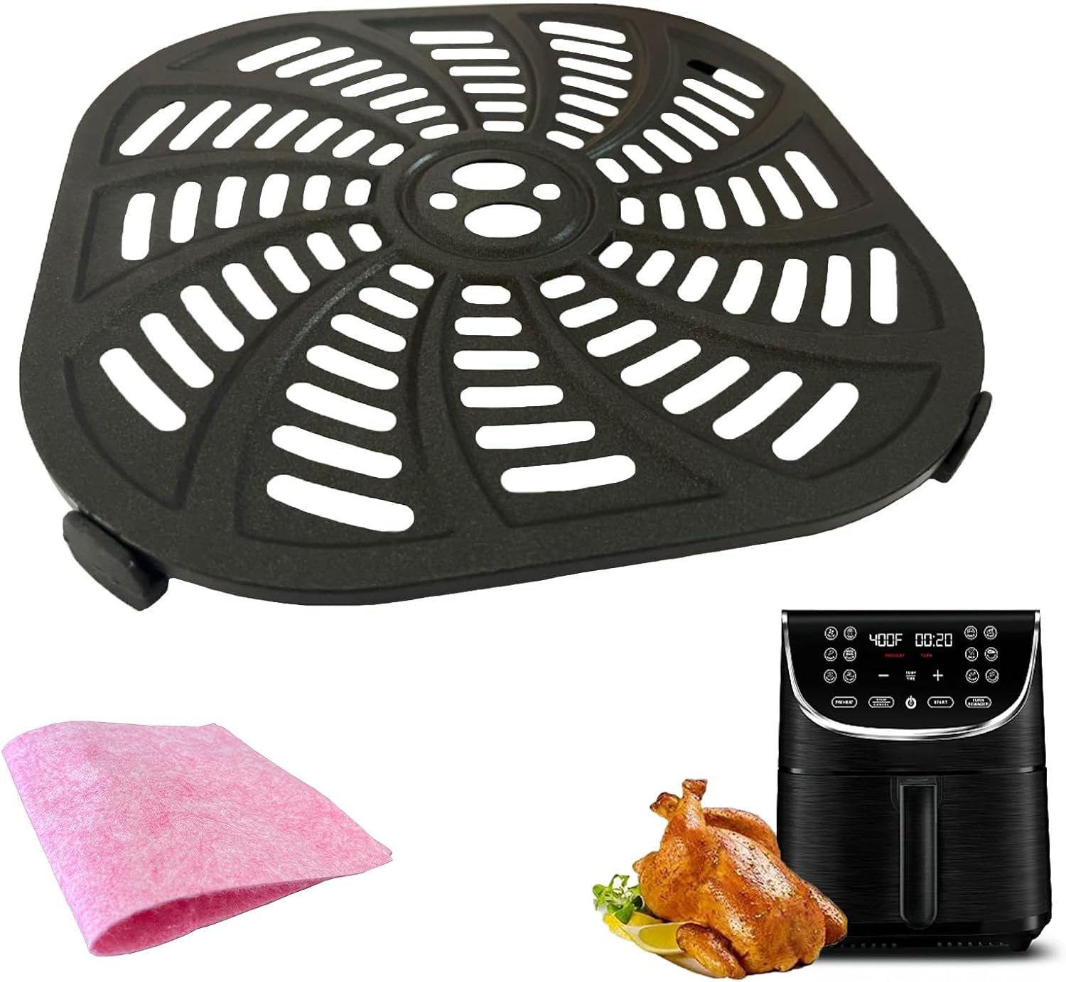 Gourmia GAF716 Air Fryer Crisper Tray - Premium Nonstick Grill Pan