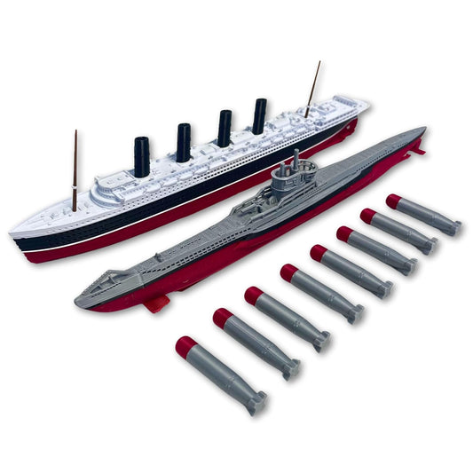 2-Pack Uboat and RMS Lusitania Model Ship for History Lovers