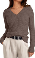 LILLUSORY Women's Cable Knit V Neck Lightweight Pullover - Versatile