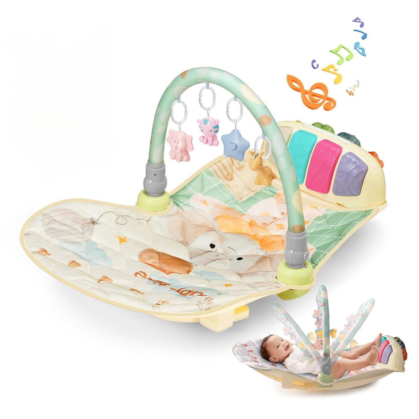 Baby Play Gym Mat with Multifunction Piano Music Box for Infants