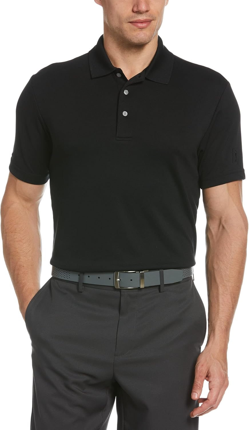 PGA Tour Men's Airflux Solid Mesh Golf Polo Shirt for Comfort