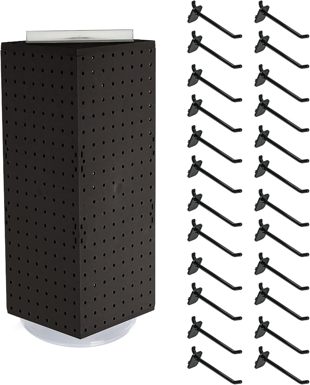 Four-Sided Revolving Pegboard Counter Display with Hooks