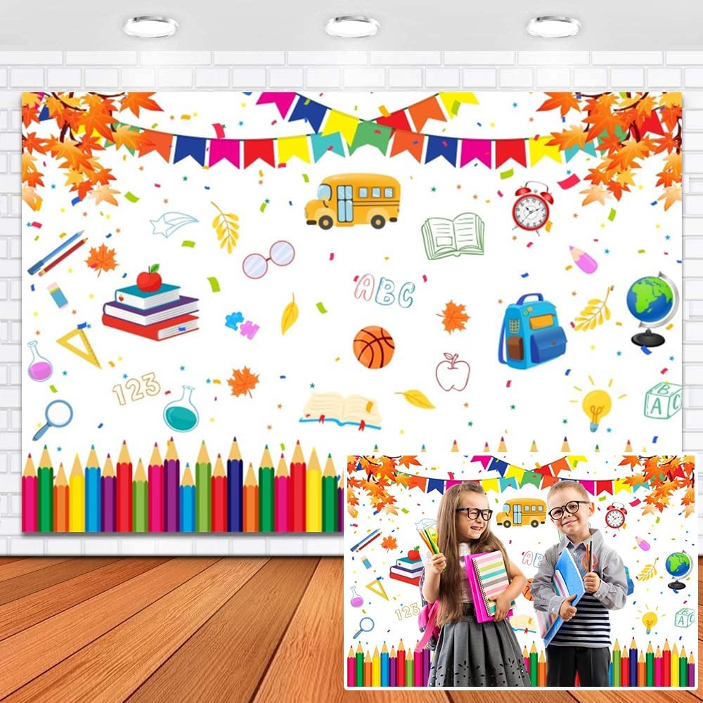 Leowefowa Back to School Backdrop for Classroom Decorations