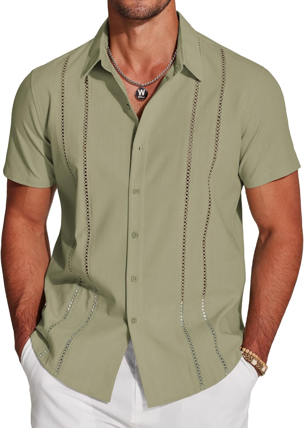 Stylish Men's Cuban Guayabera Shirt for Summer Casual Wear