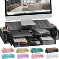 Monitor Stand Riser with Drawer and Pen Holders - Desk Organizer