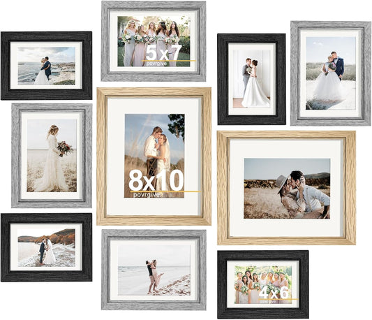 Picture Frames Set of 10 for Collage Wall Decor in Various Sizes