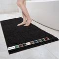 Black XL Chenille Bathroom Rug 59in x 35in - Quick Dry Soft Mat