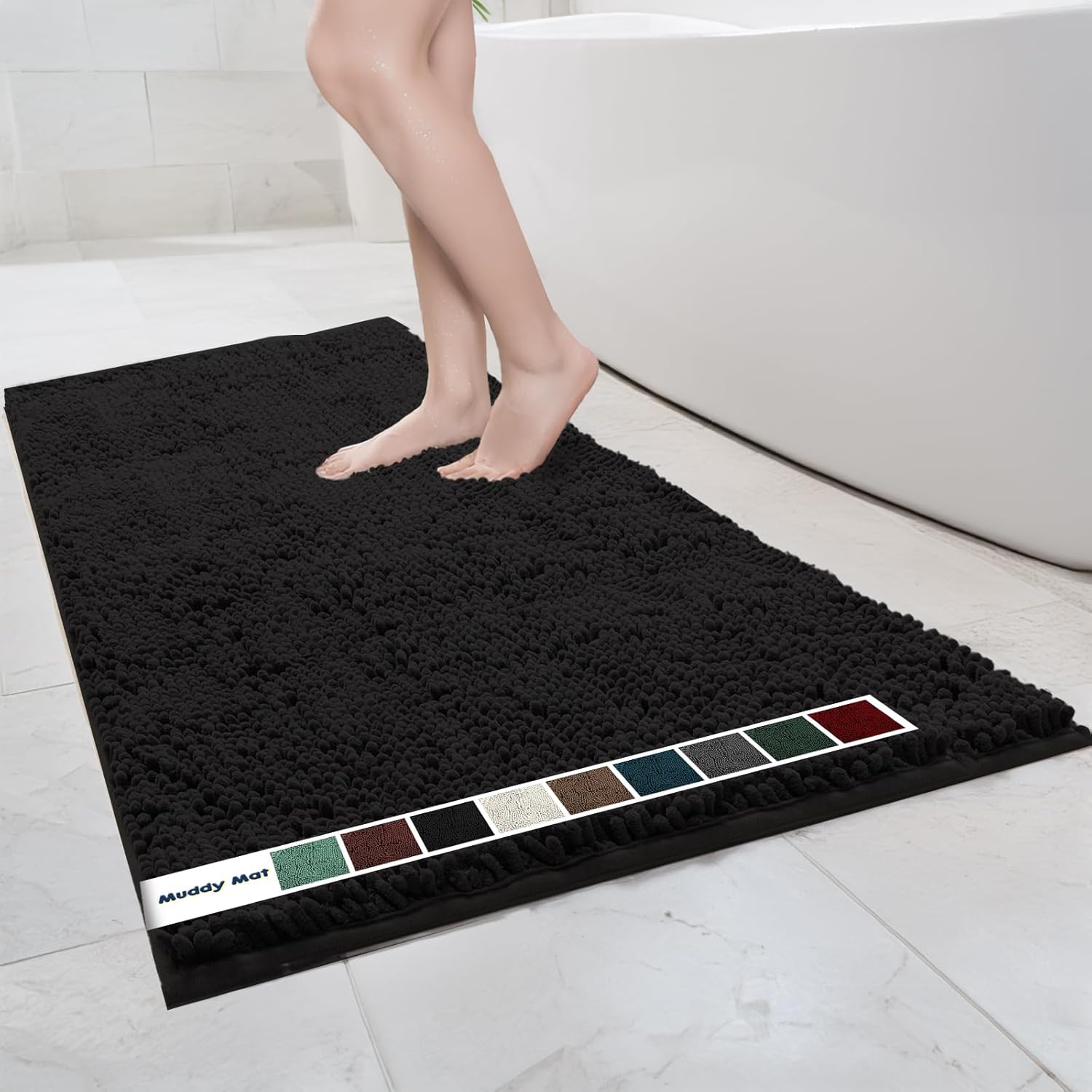 Muddy Mat Chenille Bathroom Rugs Quick Dry Microfiber Mats