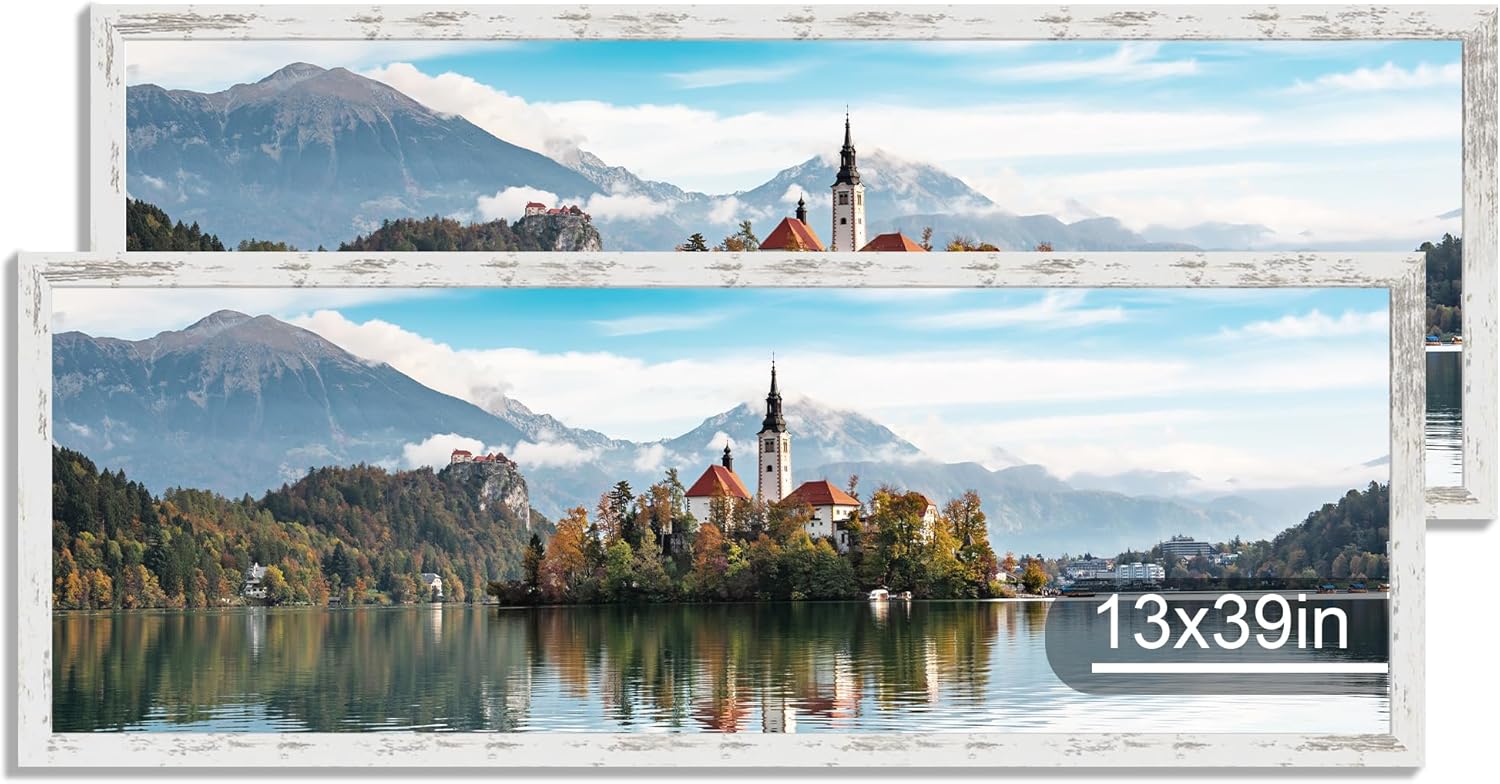 13x39 Puzzle Frame Set with Real Glass and Distressed Wood