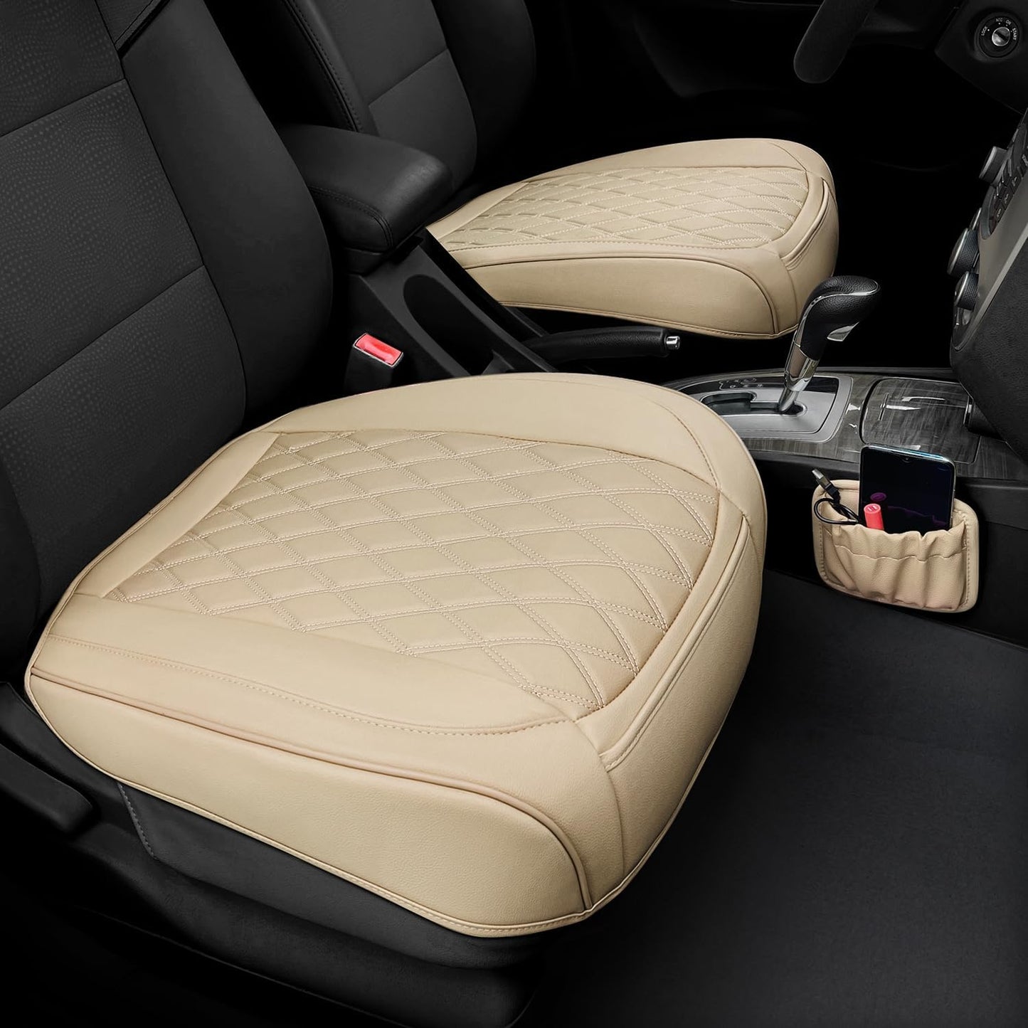 2 Pack Leather Front Car Seat Cover Bottom Protectors for Comfort