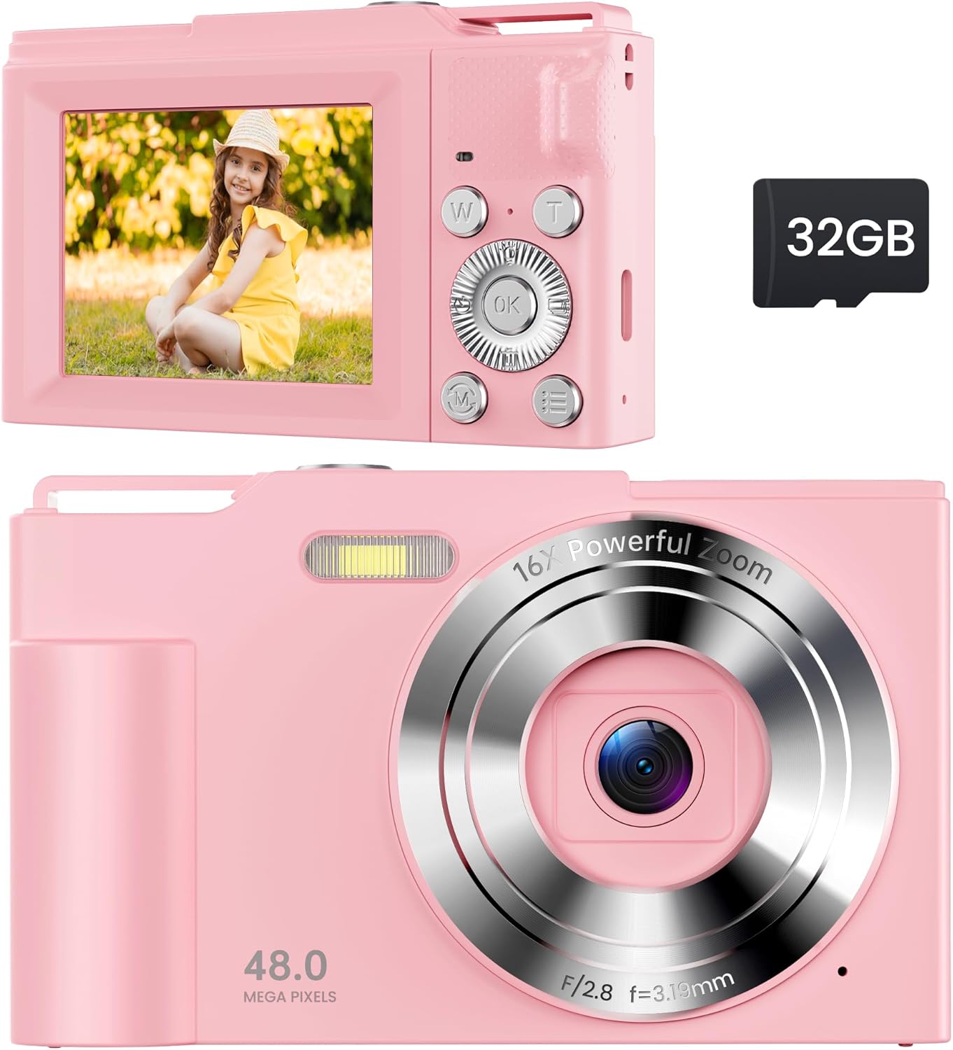 ROQIOO Pink Digital Camera - Perfect Kids' Gift!
