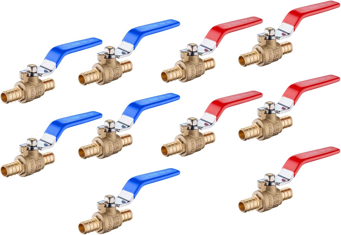 Pack of 10 EFIELD 3/4 Inch Pex Brass Full Port Shut-off Valves