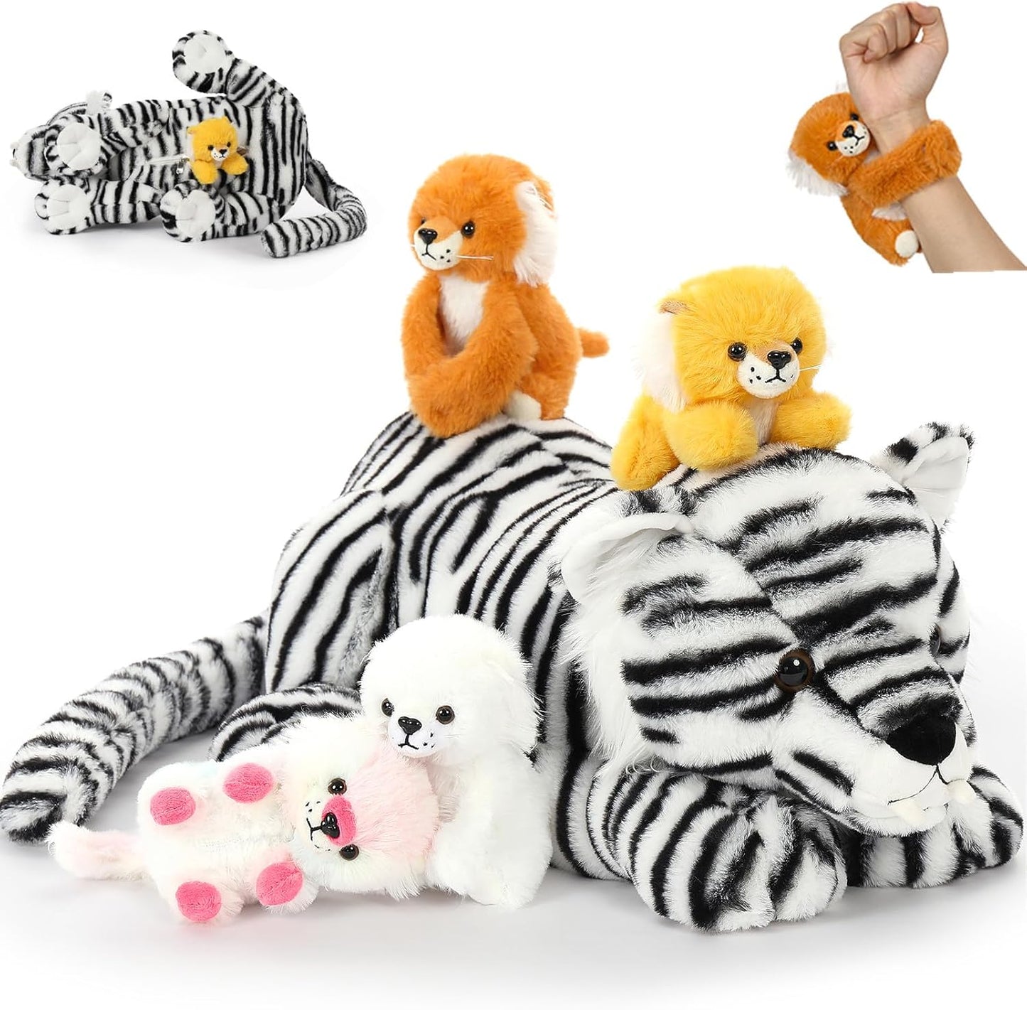 Tezituor 5 Pcs White Tiger Stuffed Animals Set for Kids
