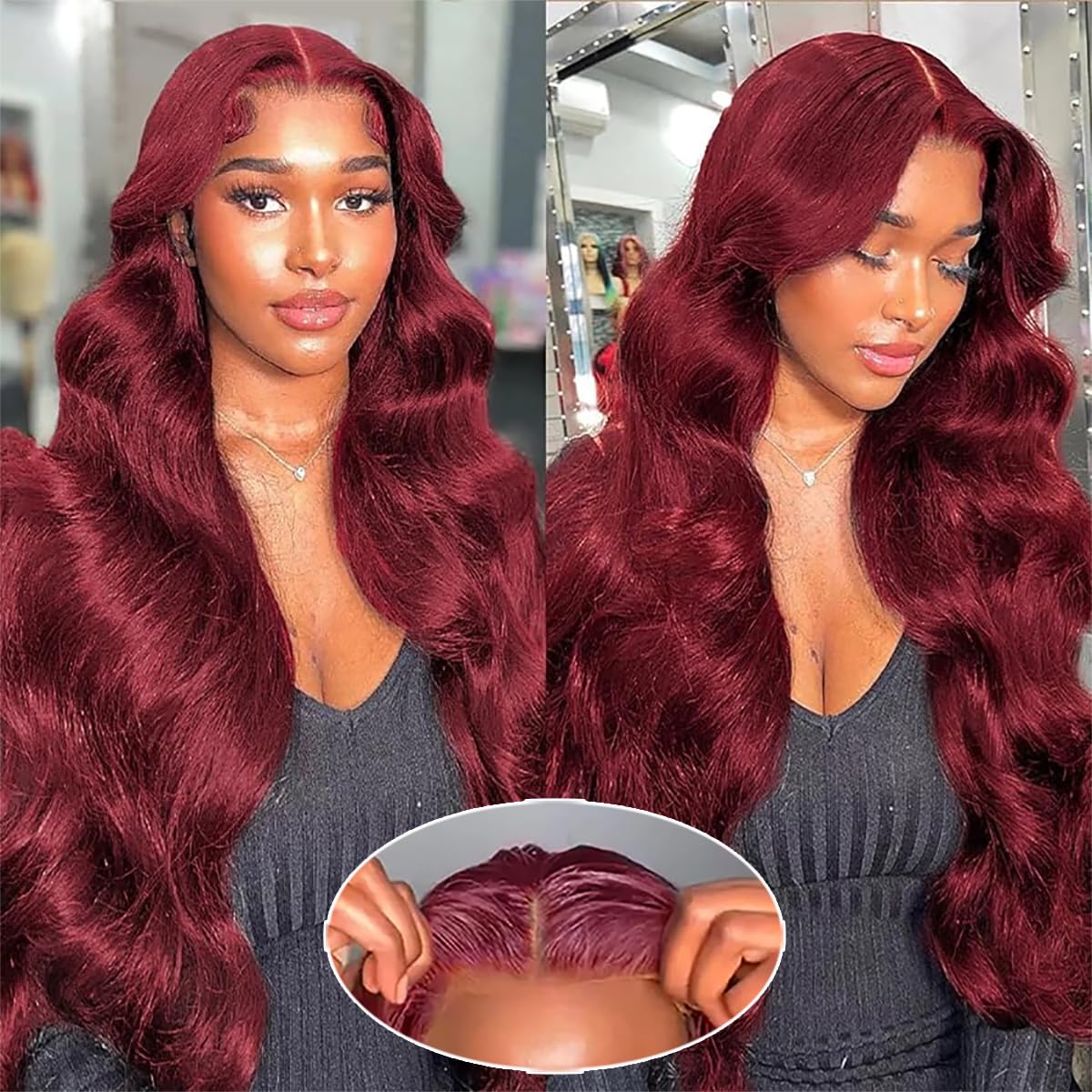 Wear and Go Glueless Burgundy Lace Front Wigs for Easy Style