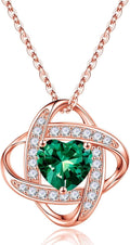 Love Knot Birthstone Necklace Sterling Silver - Elegant Gift