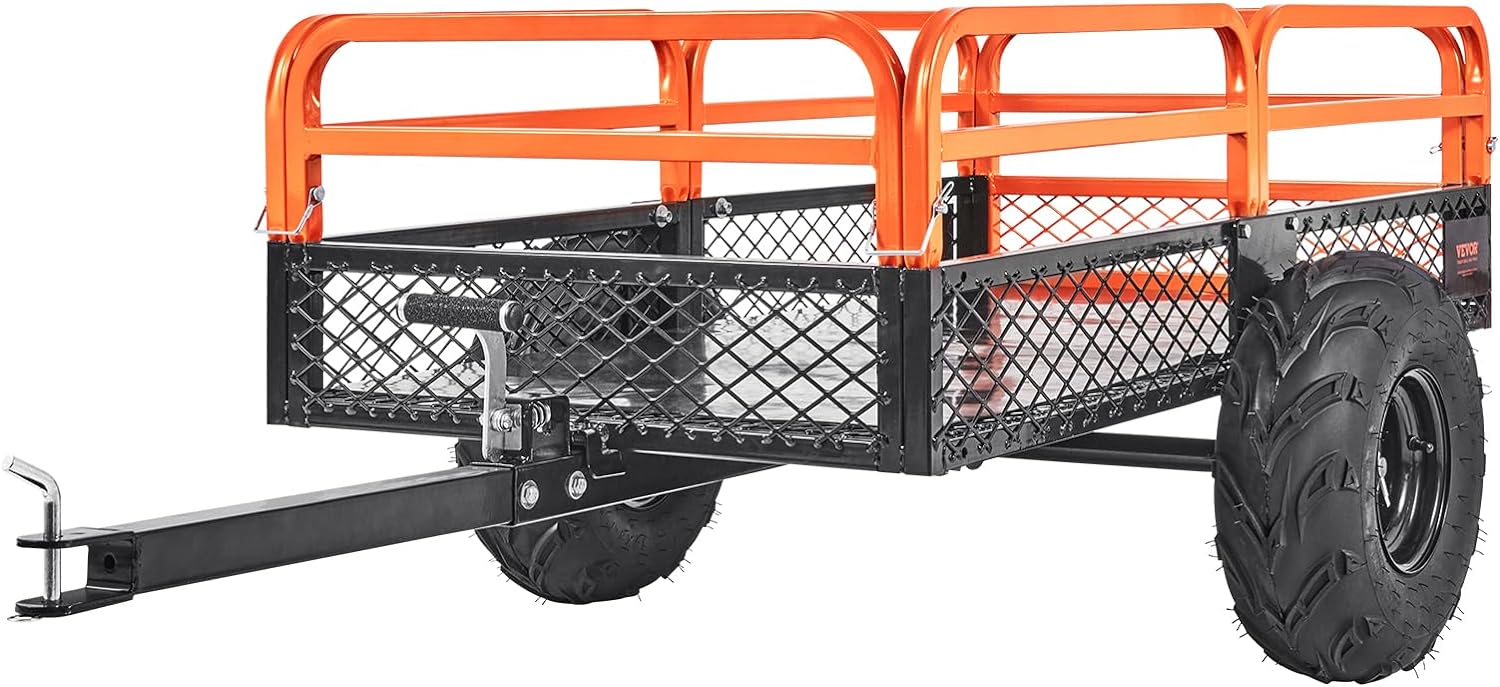 VEVOR Heavy Duty ATV Trailer Dump Cart for Lawn Mower Use