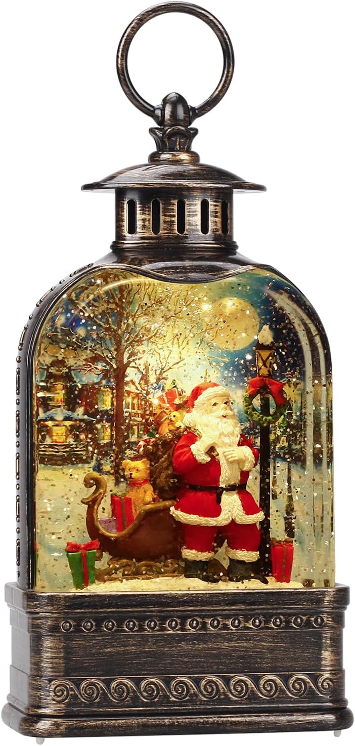 Christmas Snow Globes Santa Claus Musical Light Up Lantern