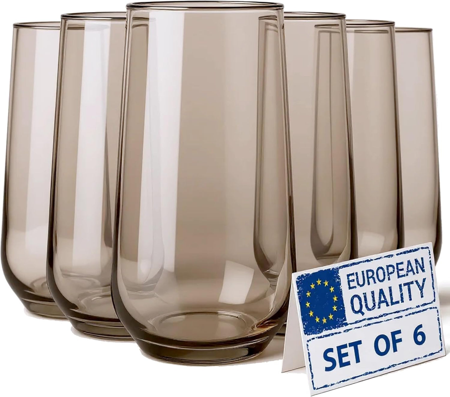 Smokey Sand Drinking Glasses Set of 6 for Cocktails & More