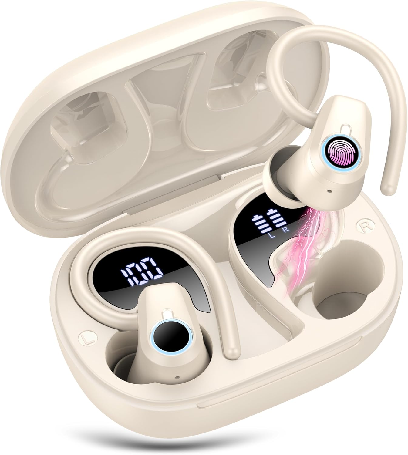 Poounur Wireless Earbuds: 50H Battery, IP7 Waterproof, Bass Stereo