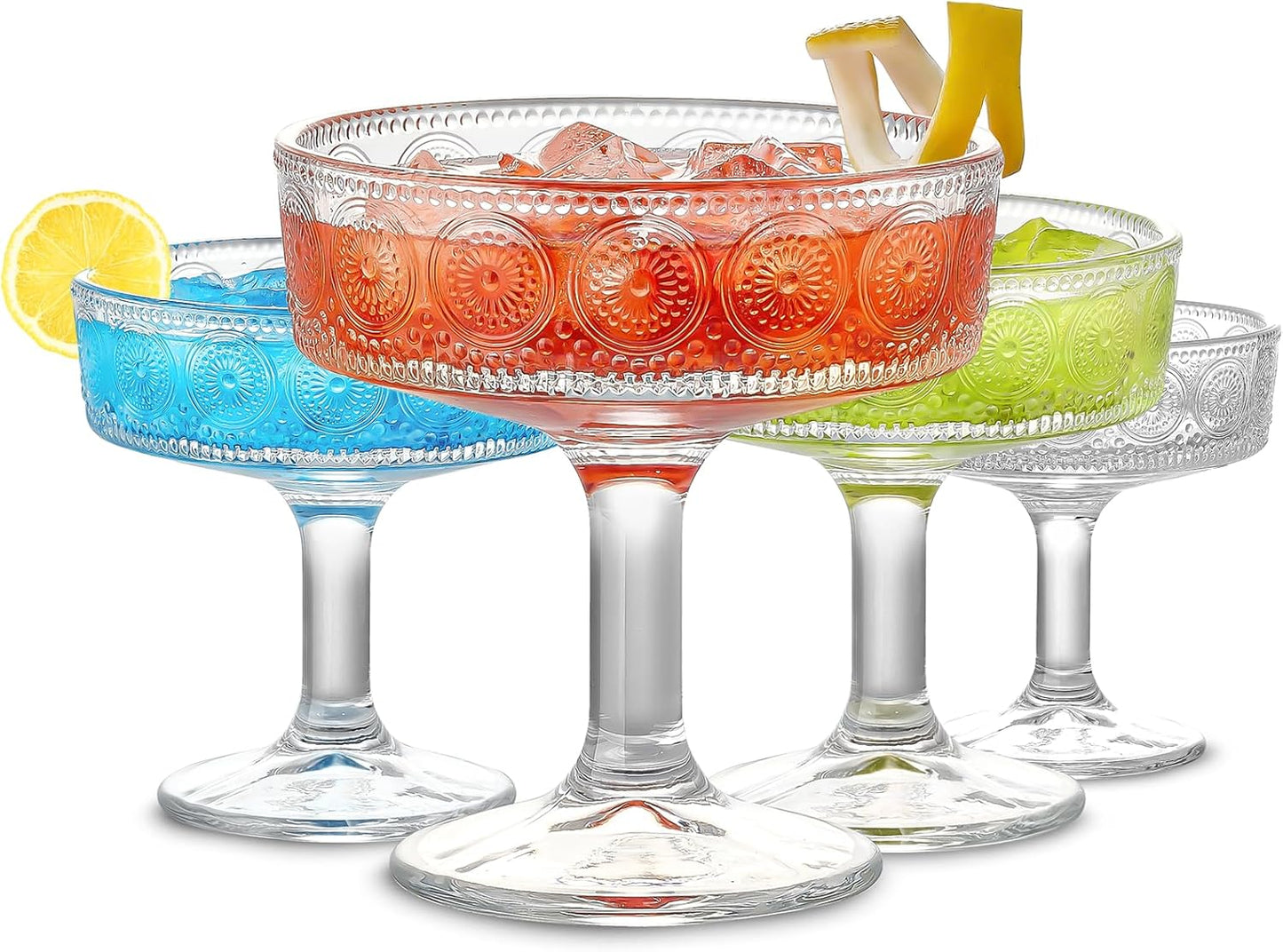 Mfacoy Vintage Floral Martini Glasses Set