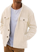 PLEPAN Men's Corduroy Shacket with 4 Pockets - Casual Work Jacket side