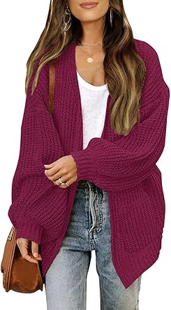 MEROKEETY Women's Open Front Long Lantern Sleeve Cardigan Review