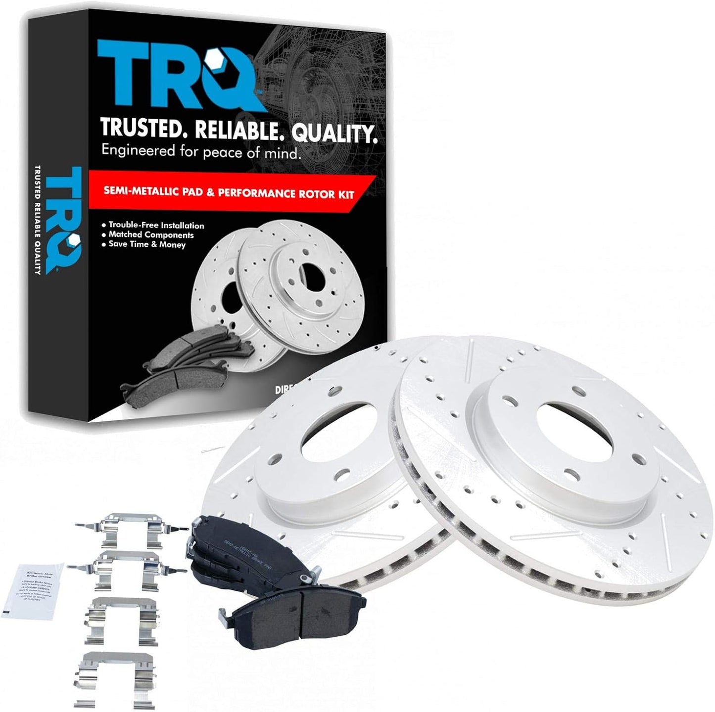 TRQ Front Performance Brake Pad & Rotor Kit for Nissan Vehicles