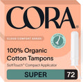 Cora Organic Applicator Tampons Super Absorbency - 72 Pack