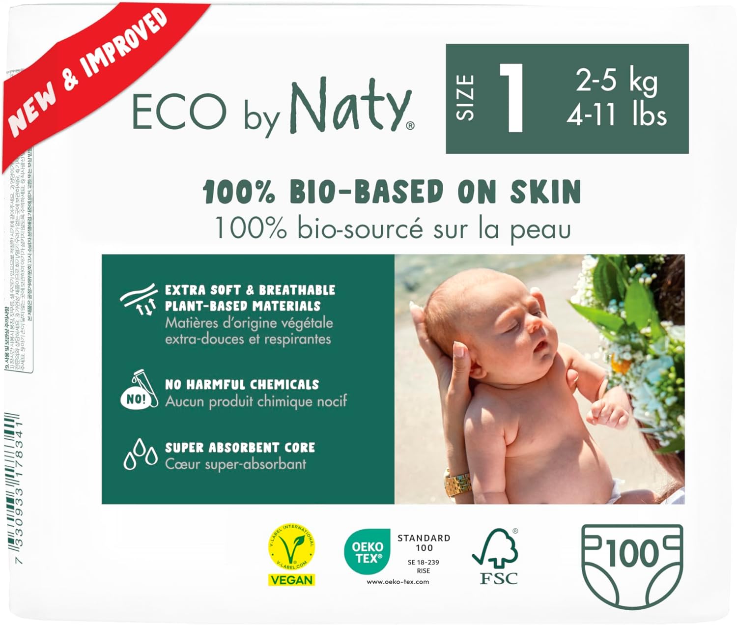 Naty Eco Newborn Diapers: Plant-Based, Extra Soft, Super Absorbent