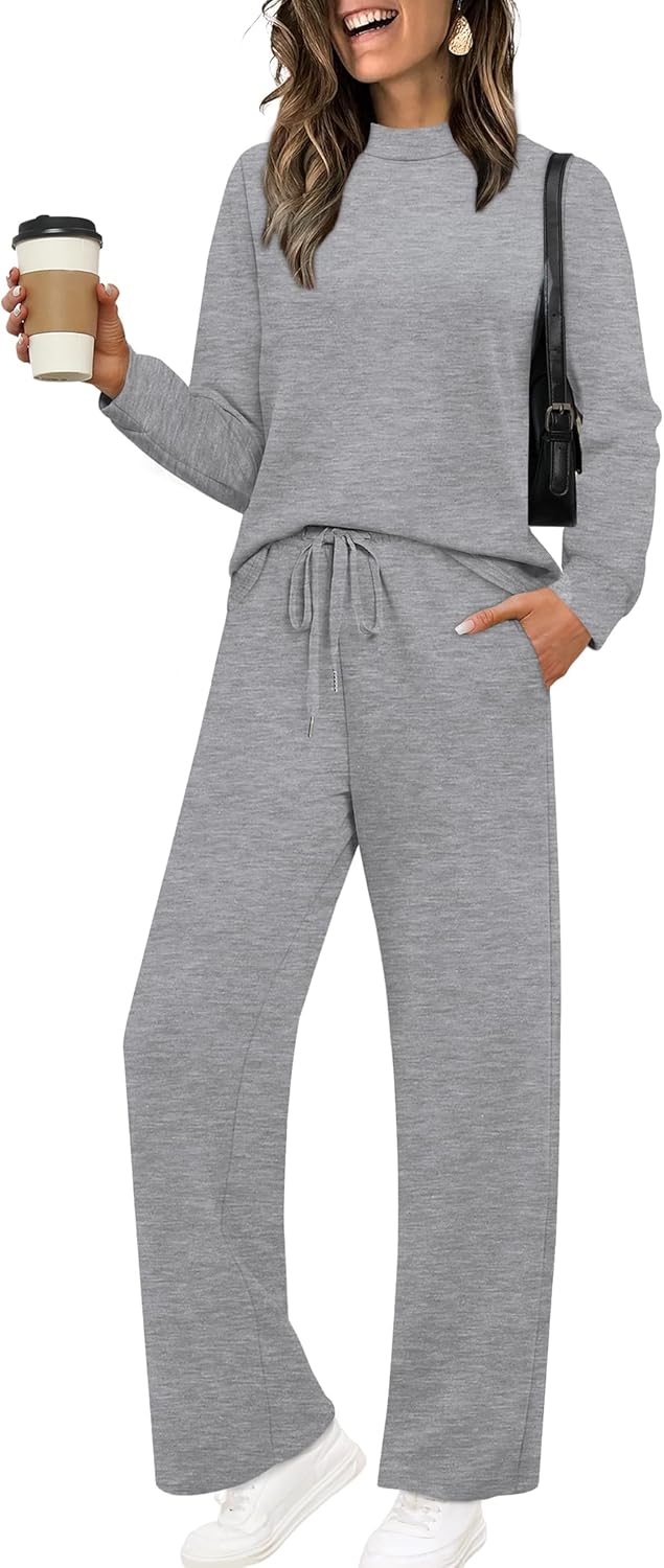 Sampeel Two Piece Sets for Women Mock Neck Loungewear Fashion