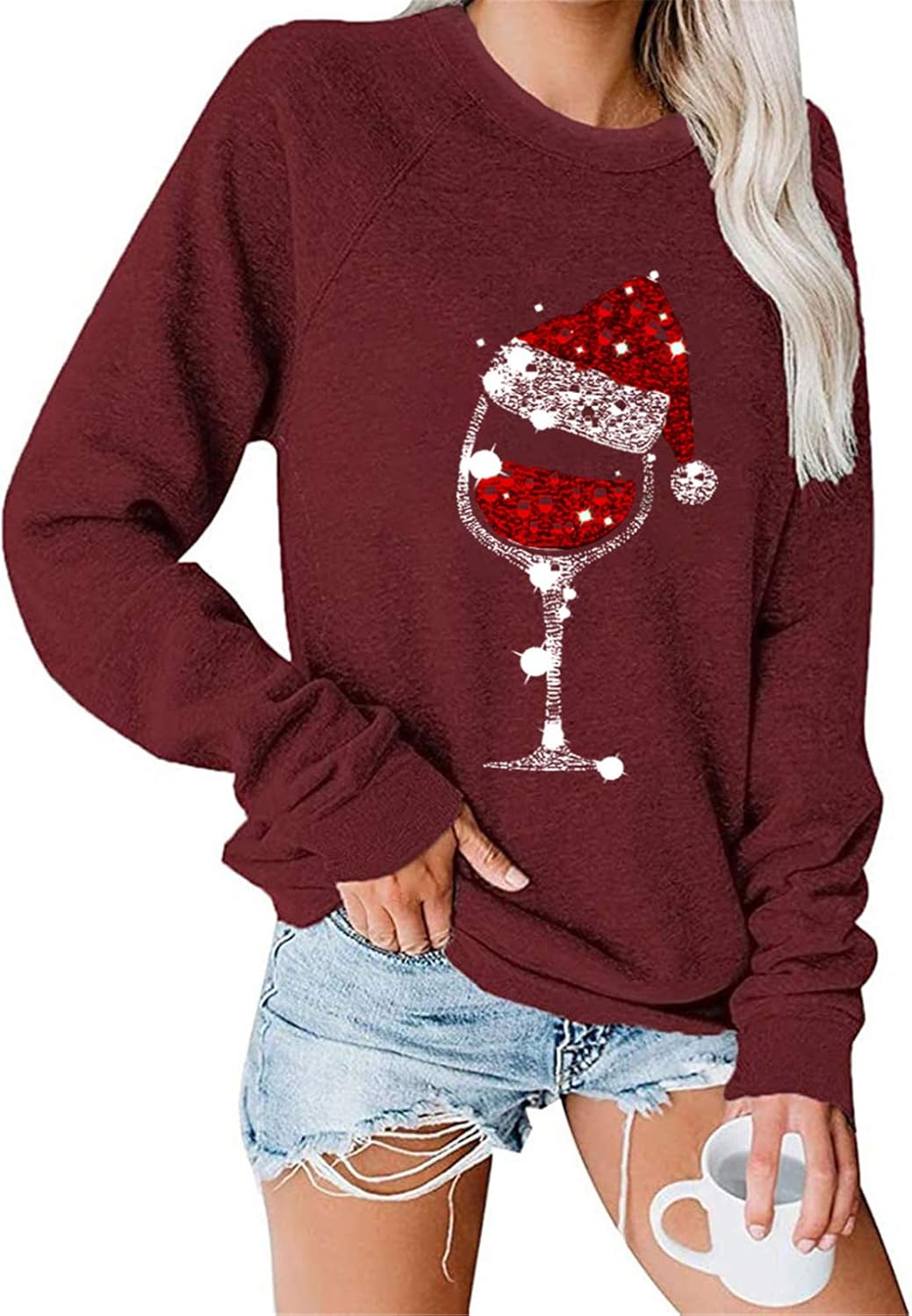 Wine Lover Christmas Sweatshirt by Fuyxxmer