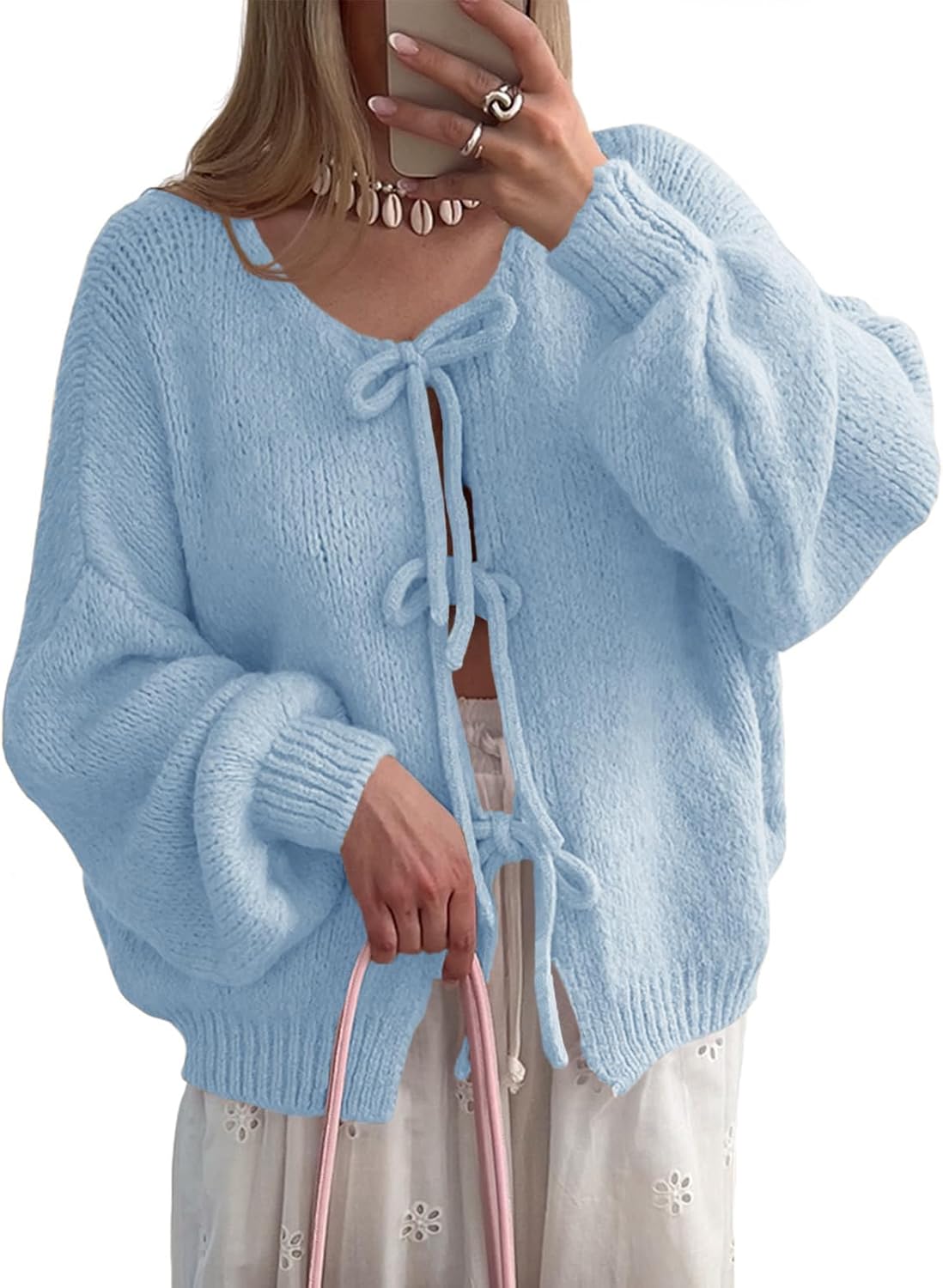 UNCLECAT Womens Bow Tie Front Cardigan for Stylish Fall Looks