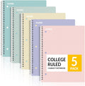Spiral Notebooks 5 Pack College Ruled 8in x 10.5in - Color-Coded Sets