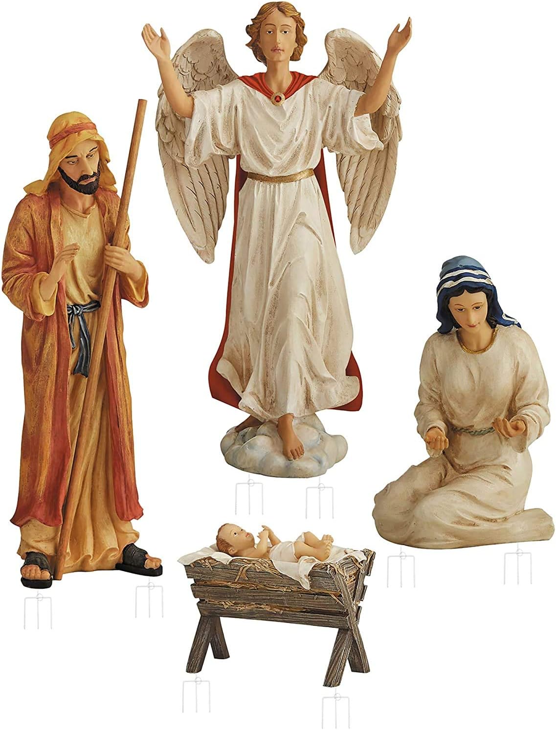 Holy Family Nativity Scene Outdoor Metal 4-Piece Set for Christmas
