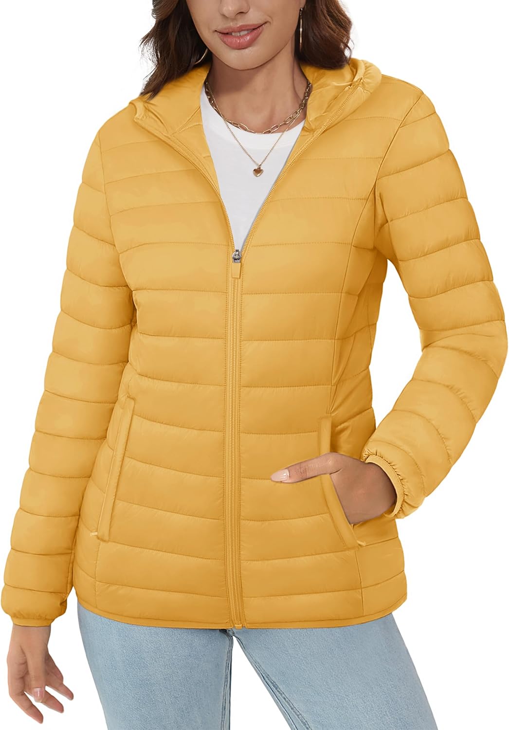 Lightweight Hooded Puffer Jacket for Women - Warm & Stylish