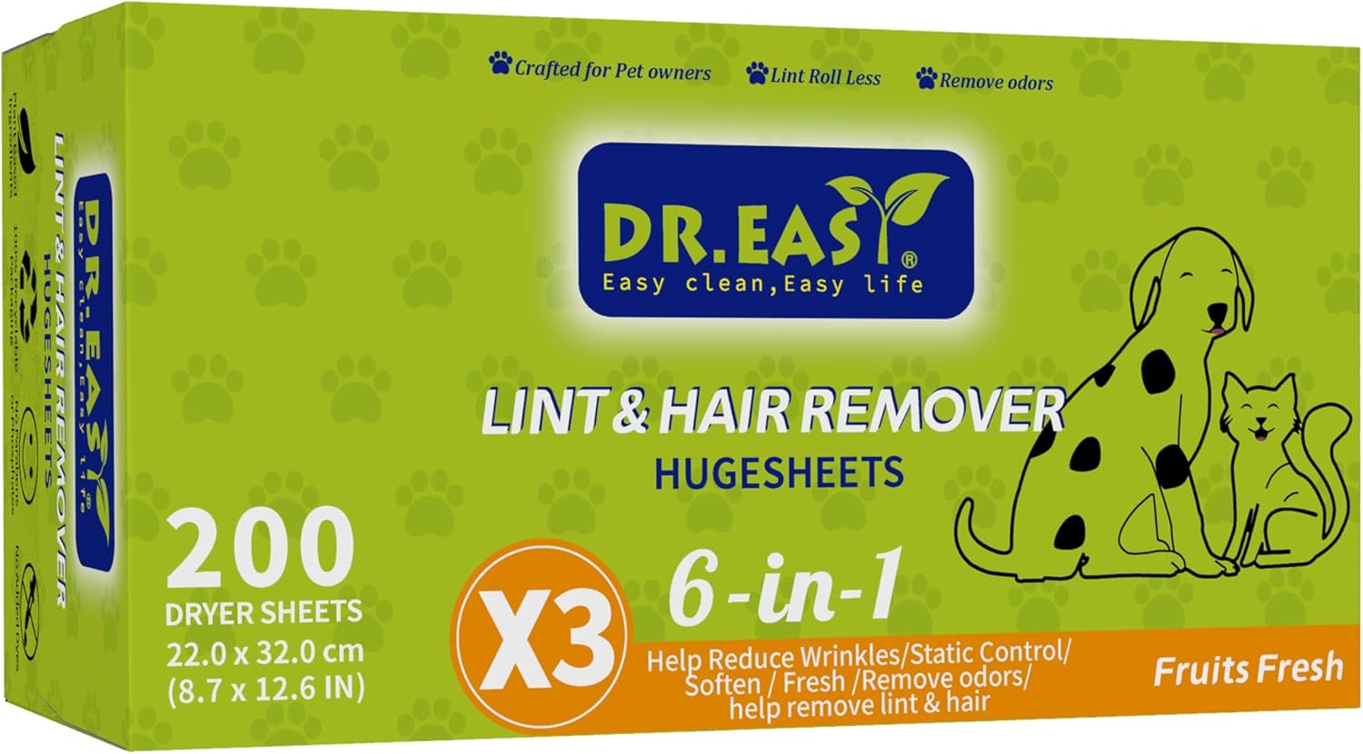 Odor-Free Pet Care - 3X Odor Remove Dryer Sheets