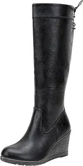 Knee High Wedge Heel Boots for Women - Comfortable Everyday Style