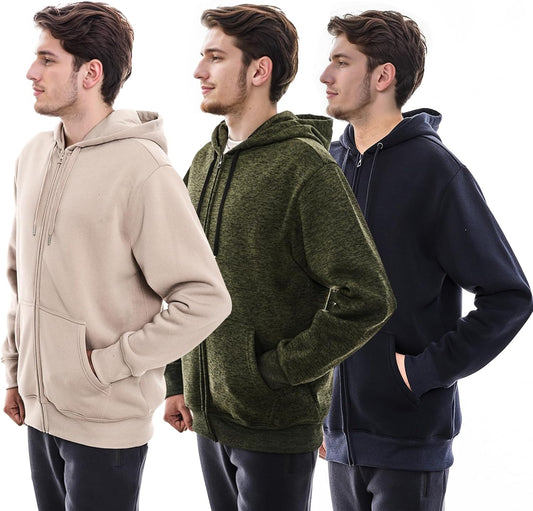 3 Pack Mens Fleece Hoodie Lightweight Athletic Sweatshirt