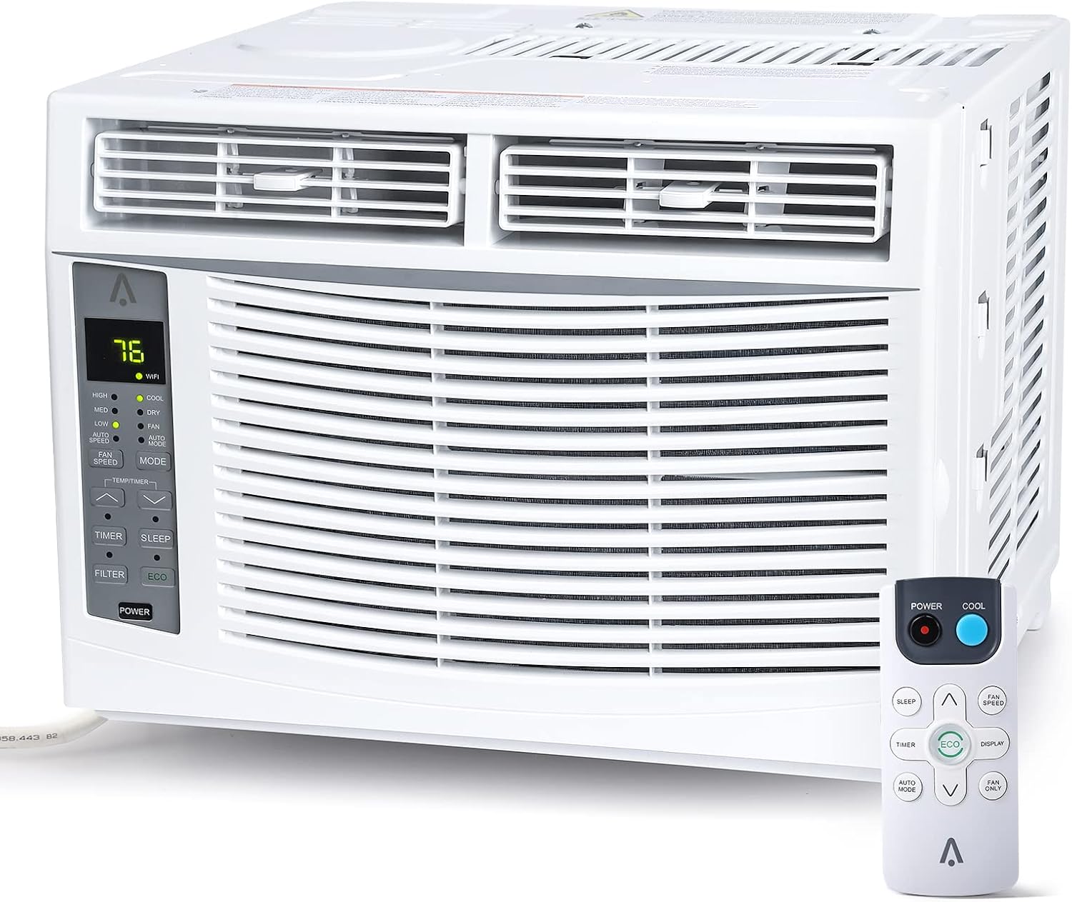 6000BTU Energy Saving Window AC - Cools 250sqft - ECO Mode, Dehumidifier & Fan
