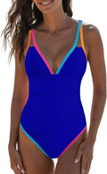 One Piece Tummy Control Swimsuit Neon Color Block - Slimming Fit is