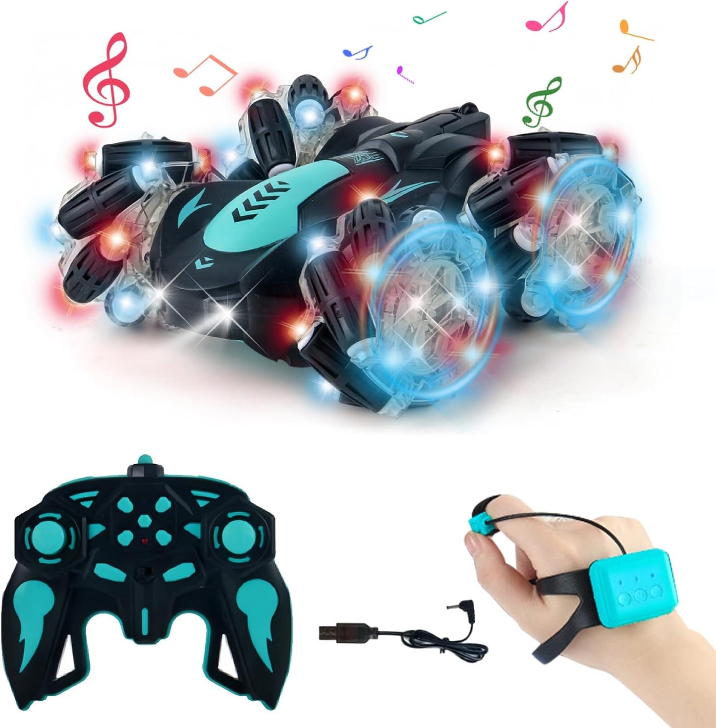 Gesture Sensing RC Stunt Car for Boys with Lights and Music