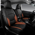 FREESOO Car Seat Covers Full Set - Luxury Black Brown Leather Fit