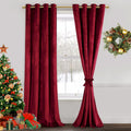 Red Velvet Curtains 84 in Blackout Drapes - Thermal, Noise Reducing